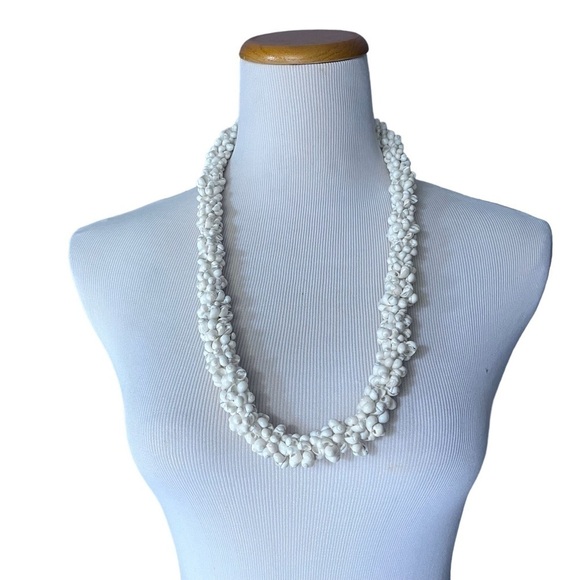 Handmade Seashell Long Necklace Beaded Seashells w/Adjustable Tie At Back 30” - Picture 1 of 7